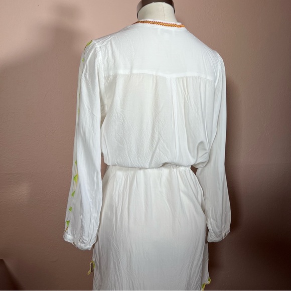 Shoshanna swim wear Bohemian embroidered Tie Waist mini Dress Cover up White 🎁 - Picture 4 of 16